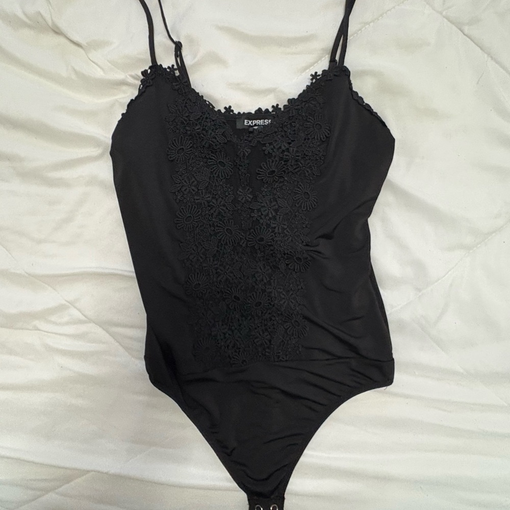 Express black Floral Lace Top